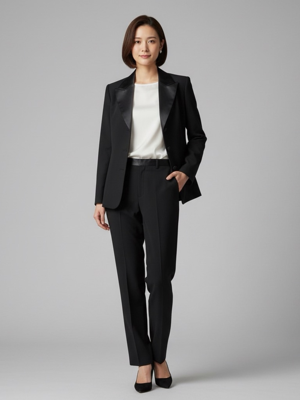 Le Suit Black Women's Pantsuit Jacket & Trousers